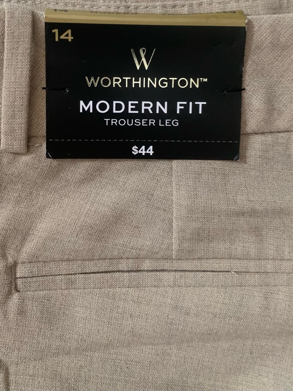 NWT Worthington Modern Fit Beige Dress Pants Size 14 Career Trousers - Picture 4 of 4